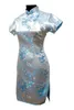 Urban Sexy Dresses Black Traditionella kinesiska kvinnor qipao klänning kort mini cheongsam handgjorda knappblomma stor storlek 3xl 4xl 5xl 6xl 230911