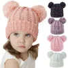 12 Styles Baby Girls Knitted Cap Kid Crochet PomPom Beanies Hat Double Fur Ball Hats Children Knit Outdoor Caps Kids Accessories