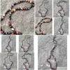 Beaded Necklaces St0265 Boho bijoux mode Long collier 8Mm Agate de feu nouée 40 longueur femmes facettes perles colliers Dr Dhgarden Dhys3