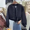 Giacche da donna Maglia da baseball Cappotto corto da donna Top Autunno americano retrò versatile casual allentato moda giacca con collo a lupetto