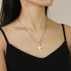 Anhänger Halsketten Mode Punk Männlich Schwarz Kreuz Farbe Gold Edelstahl Jesus Halskette Schmuck Für Coole Männer Geschenk