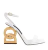 Sandal Keira White Leather Sandals Leather Baroquel Pop Heels Party Wedding Dress Sexig Elegant Pumps Designer High Heel EU35-43 med låda