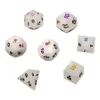 Natural White Crystal Polyhedral Loose Gemstones Dice 7pcs Set Dungeons & Dragons Plating Fonts Stone Dice Set DND RPG Games Ornaments Spot Goods Wholesale Custom