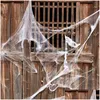 Dekoracja imprezy 20G Halloween Scary Decor Elastery Spider Web Cobwes Bawełniany Horror dla baru Haunted House Scena Props Drop dostawa dhlp3
