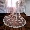 Bridal Veils Original Real Shooting Wedding Veil White / Beibai Lace Pärled Single Lay Luxury Cathedral 3M Shiny Bride 2023