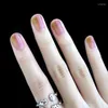 False Nails 24pcs Fake Wearable Short Oval Press On Full Cover Nail Art Tips Pearl Design Gel Polish Decoration