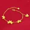 Link Bracelets Butterfly Bracelet Yellow Gold Filled Elegant Women Wrist Chain Gift