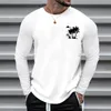 Men's T Shirts Tissue Tees Long Sleeve Round Neck Holiday Funny Prints Shirt Breathable Top For Men Thick