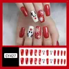 Uñas postizas 24 piezas de uñas postizas para mujeres, blanco, rojo, tema navideño, actividad de fiesta artificial y de niña reutilizable