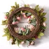 Couronnes de fleurs décoratives Koko fleur 40 cm pivoine couronne artificielle anneau de rotin ornements accessoires de photographie couronne de mariage décoration de porte de maison de Noël 230911