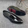 Klänningskor Autentisk krokodil Belly Skin Classic Black Color Men äkta alligator läder hand sömda manliga slip-on loafers