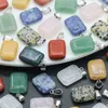 20mm Rectangular Crystal Stone Pendant for Earrings Necklace Healing Crystal Gemstone Charm Gemstone Jewelry