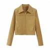 Women's Jackets Jacket Fall Clothing Casual Short Waxed Lint Elegant Female Chic Long Sleeve Lapel Coat Mujer