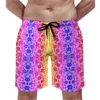 Shorts masculinos rosa jardim placa verão flores impressão havaí calças curtas homens esportes secagem rápida troncos de praia personalizados