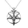 Hänghalsband retro pentagram pan gud skalle get huvudkedjan halsband för kvinnor steampunk present mode smycken tillbehör