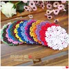 Table Runner 30pic/lot 10cm Round Crochet Lace Felt Households Decoration Mat Props Pads Po Pot Holder Cpaster