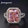 PANSYSEN 100% Solid 925 Silver Rings For Women 10x12mm Pink Spinel Diamond Fine Jewelry Bridal Wedding Engagement Ring237T