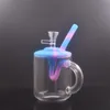 Poignée narguilé verre brûleur à mazout Bong 10mm femelle fumer conduites d'eau épais Pyrex Heady recycleur Dab Rig Ashcatcher Bongs avec tuyau de brûleur à mazout en verre mâle moins cher