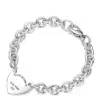 Bracelet pour femmes 925 en argent sterling pendentif en forme de coeur chaîne en forme de O de haute qualité marque de luxe bijoux petite amie cadeau Co G2289W