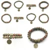 Frisado sn1275 árvore da vida buda bronze charme pulseira conjunto design vintage unakite alta qualidade pedra natural jóias gota d dhgarden dh9q1