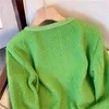 Women's Jackets 2023 Autumn Korean Green Tweed Coat Retro Fashion O-Neck Long Sleeve Single Breasted Female Elegant Casual Outwear