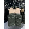 Designer-Damen-Tanktop, Daunenmantel, modisch, kurz, schlicht, Tank-Top, schmale Passform, Oberteil mit Reißverschluss, winddichte Tasche, Übergröße, Damen-Daunenweste, Mantel M-3XL