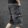 Men's Jeans Men's Jeans Men Fashion Baggy Cargo Jean Shorts Mens Mult Pockets Boardshorts Shorts Denim Overall Breeches Loose Shorts Jeans For Men 230316L230911