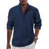 New K B men's shirt cotton linen shirt Loose top Long sleeve T-shirt Spring/Autumn casual shirt