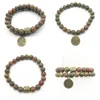 Frisado sn1275 árvore da vida buda bronze charme pulseira conjunto design vintage unakite alta qualidade pedra natural jóias gota d dhgarden dh9q1