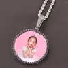 Pendant Necklaces Purple Yellow Po Tray Xl Big Round Blank Bezel Memory Sublimation Diamond Picture Frame Charms