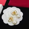 Stud 6 Style Designer Pearl Earrings Ladies Stud Earrings Luxury Gold Crystal Double V 925S Silver Jewelery Classic High End X0911