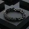 Link Bracelets Hip Hop Rock Skull Square Chain Cool Boy Stainless Steel Men's Bracelet Fashion Jewelry