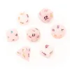 Quartz rose naturel polyédrique pierres précieuses en vrac dés 7 pièces ensemble donjons dragons placage polices pierre dés ensemble mdn RPG jeux ornements Spot marchandises en gros personnalisé