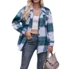 Damesjassen Dames S Geruite Overhemden Casual Revers Button Down Plaid Met Zakken Herfst Winter Esthetische Kleding