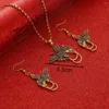 Halsband örhängen set trendiga phoenix fåglar form papua guinea png hänge afrikansk guld charm party brud bröllop