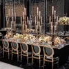 Centre de Table de mariage, bougeoir à fleurs, chandelier à 8 têtes avec abat-jour, candélabre en métal doré sans lampe ZZ