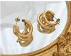 Dangle Earrings Summer Accessories Trendy Three-layer C-shaped Hollow Tube Titanium Steel Gold-plated