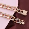 Augian Jewelry Manufacturer S925 Iced Out Rose Gold Plated Miami Moissanite Hiphop Jewelry Cuban Link Chain