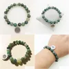 Beaded Sn1093 New Moss Agate Bracelet Lotus Charm Grounding Jewelry Natural Crystal Healing Gemstone Meditation Drop Delivery Dhgarden Dhjkm