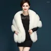 Chaleco de piel para mujer, chaqueta tipo chal de imitación, capa, bolsillo con cinturón, otoño e invierno, 2023