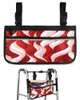 Sacos de armazenamento Red Ripple Linhas Abstratas Saco de Cadeira de Rodas com Bolsos Braço Lateral Scooter Elétrico Andando Quadro Bolsa