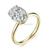 Wedding Rings Kuoit 35CT Crushed Ice Oval 18K 14K Yellow Gold Ring for Women D VVS Solitaire Engagement Party 230909