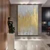 Pittura acrilica astratta bianca nera spatola pittura a olio dorata su tela stampe di lusso oversize su tela pittura su tela decorazione della casa L01