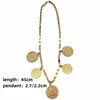 Pendant Necklaces MANDI Ottoman Coin Handmade Chain Necklace Rhinestone Inlaid Gold-plated Non-fading Jewelry Chains