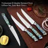 XITUO SWERRATED STEAK KNIVER SET Abalone Shell Handtag Handtag Skarp 5Cr15Mov Steel Steak Knife Hållbar Stable Full Tang Design