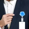 Porte-badge rétractable en forme de fleur de Rose, Rotation à 360 degrés, pour fête de mariage, bureau, carte de travail, boucle