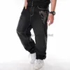 Men's Jeans Jeans pour hommes hommes Street Dance Hiphop mode broderie noir lâche conseil Denim pantalon global mâle Rap Hip Hop grande taille 30-46Men's Drak22L230911