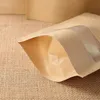 Otwarte okno Kraft papierowa torba z jedzeniem odporna na wilgoć torby z plastikową torby prezentowe torby melonowe nasiona opakowania worki pełne zestaw