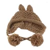 Berretti invernali Pompon Skullies Berretti Orecchie da cartone animato per bambini Cappello da bambino carino Crochet lavorato a maglia Boy Girl Costume Beanie Hats Berretto hip-hop