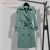 Spring Autumn New Windbreaker Women's Korean Version midja Slim High-End Atmospheric Lads 'Long Trench Coat for Women 278C